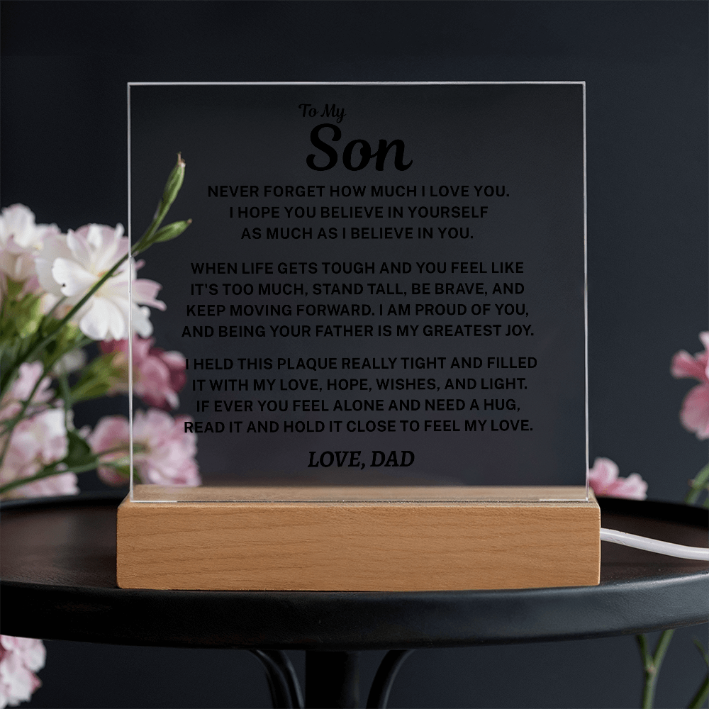 To My Son Acrylic Plaque From Dad – A Gift He’ll Treasure Forever 💙
