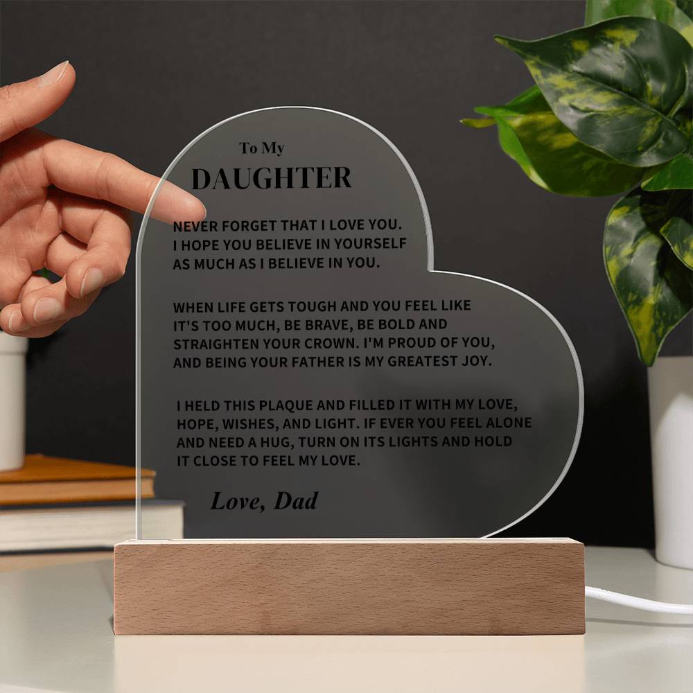 Daughter Gift- LED Heart Acrylic Plaque- From Dad