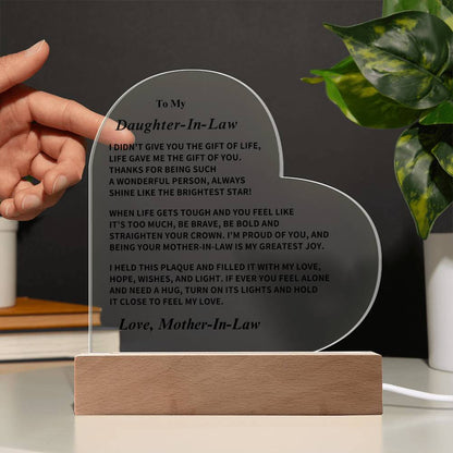 Daughter-In-Law Gift, LED Acrylic Plaque
