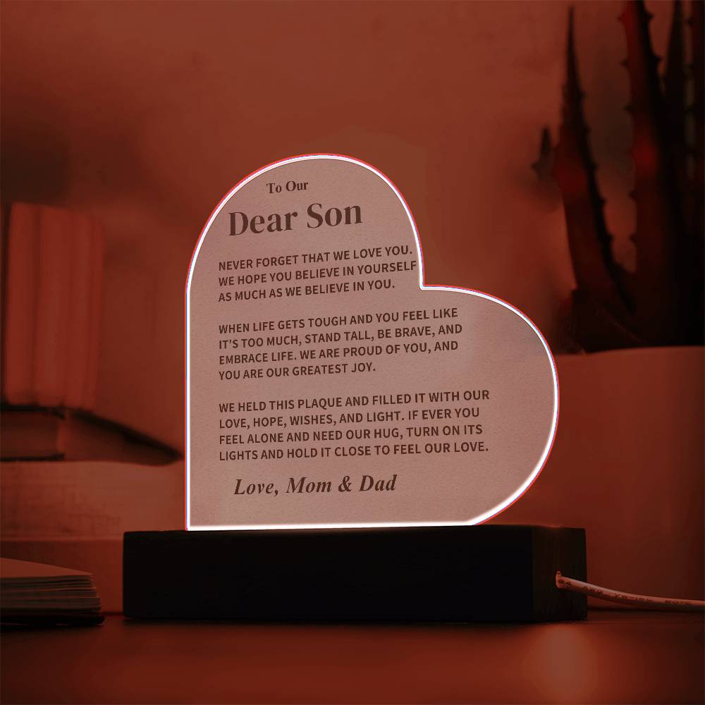 Son Gift-Acrylic Plaque- From Dad and Mom