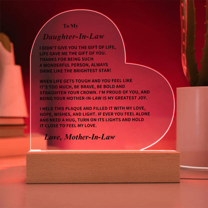 Daughter-In-Law Gift, LED Acrylic Plaque
