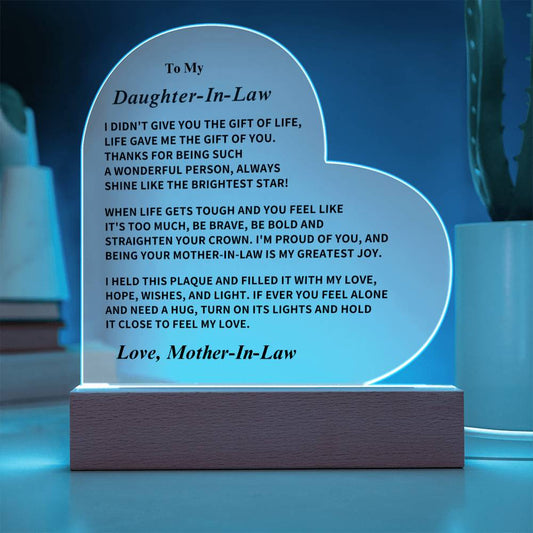 Daughter-In-Law Gift, LED Acrylic Plaque