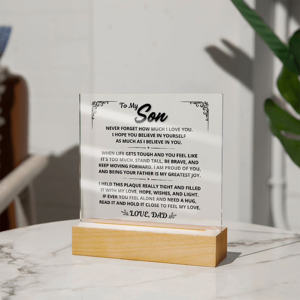 To My Son Gift From Dad - Keep Moving Forward, LED Acrylic Plaque