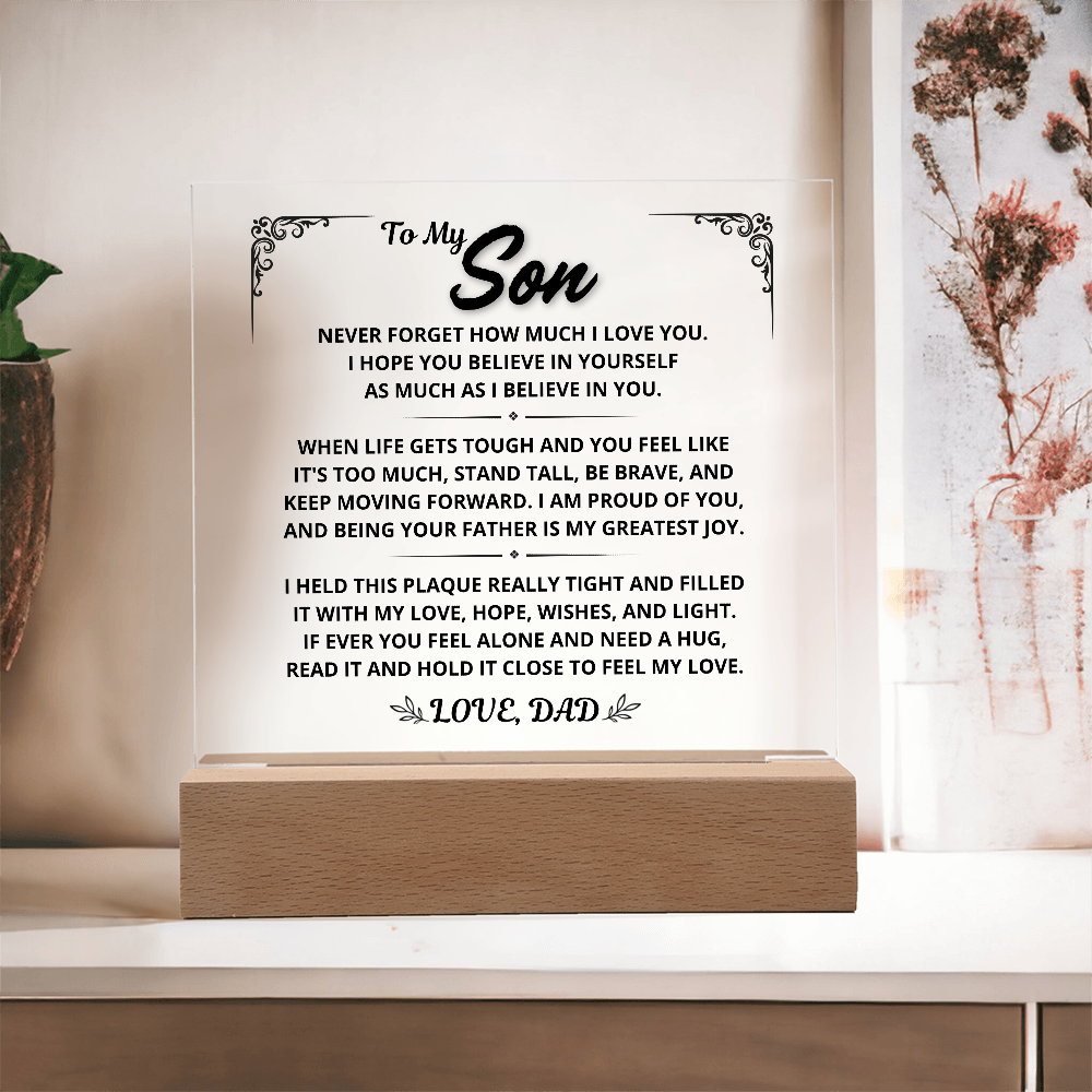 To My Son Gift From Dad - Keep Moving Forward, LED Acrylic Plaque