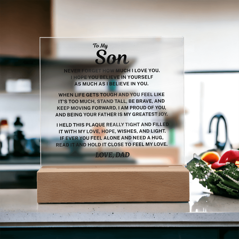 To My Son Acrylic Plaque From Dad – A Gift He’ll Treasure Forever 💙