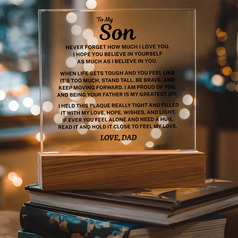 To My Son Acrylic Plaque From Dad – A Gift He’ll Treasure Forever 💙