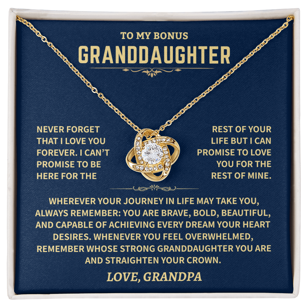 Bonus Grandddaughter From Grandpa,"Never Forget", Knot Necklace