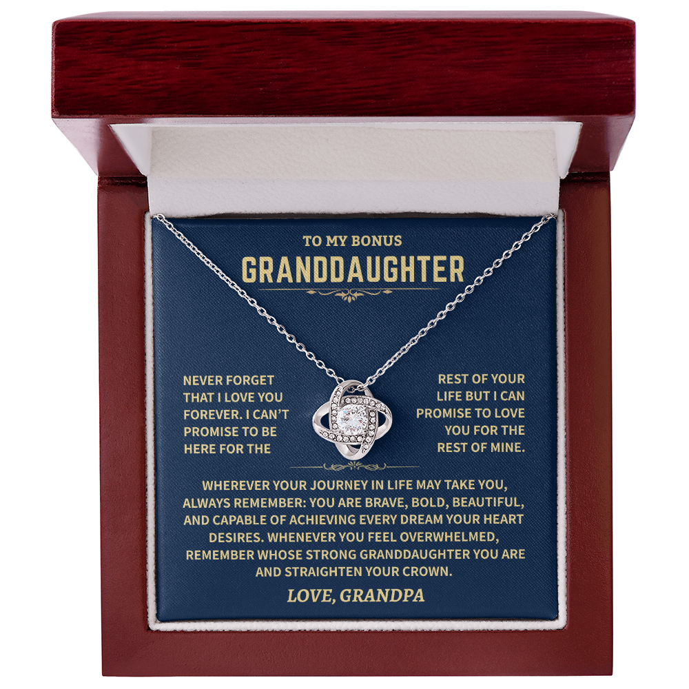 Bonus Grandddaughter From Grandpa,"Never Forget", Knot Necklace