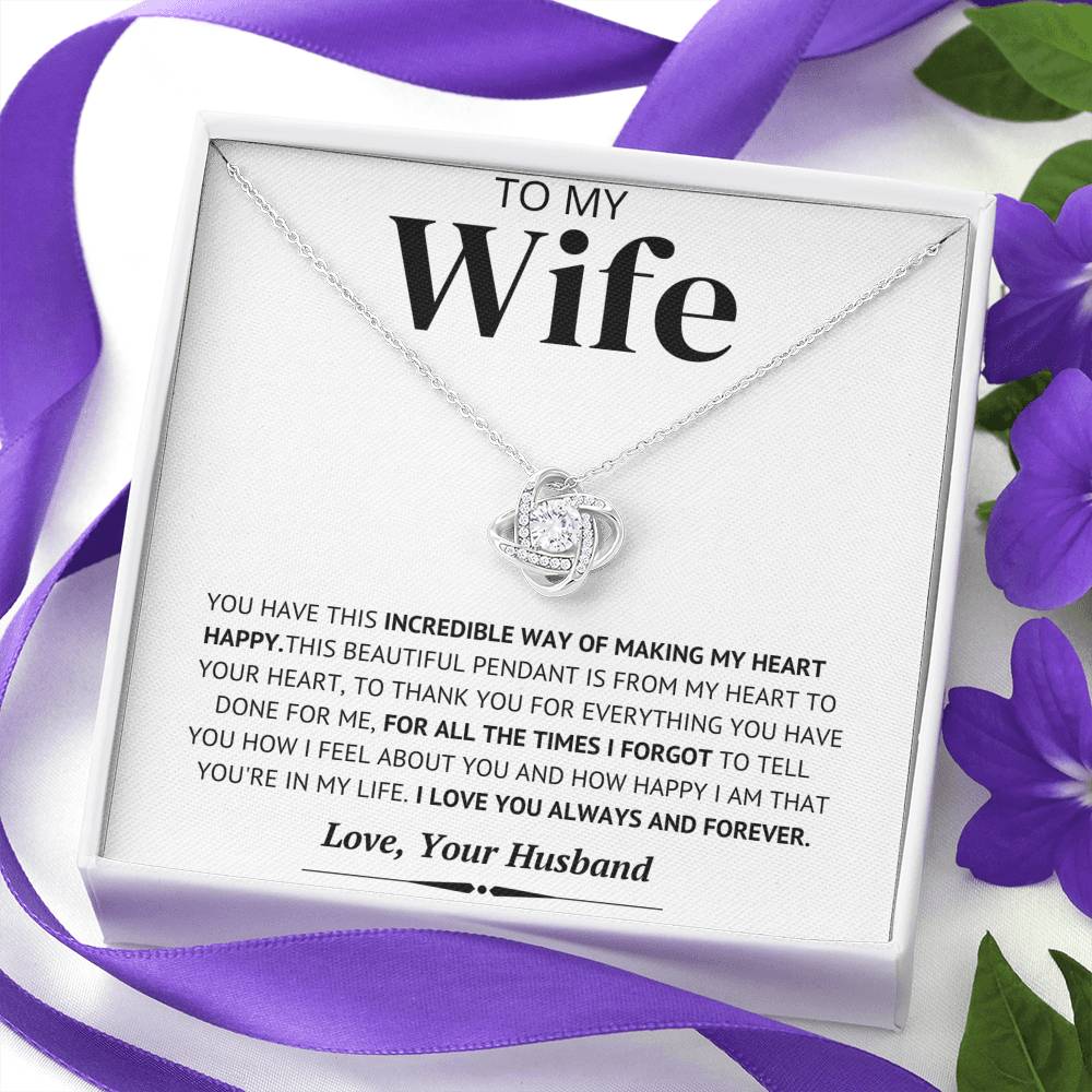 From My Heart To Your Heart; Love Knot Necklace Gift for Wife