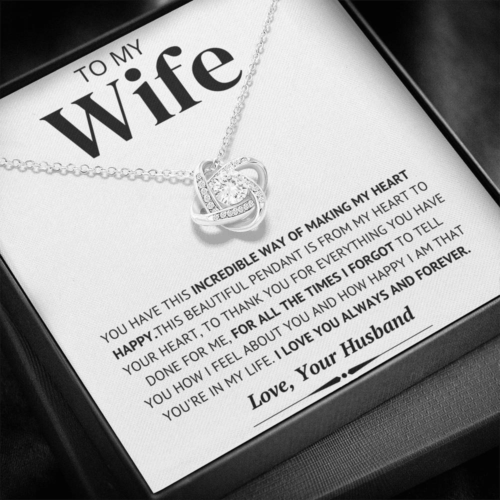 From My Heart To Your Heart; Love Knot Necklace Gift for Wife