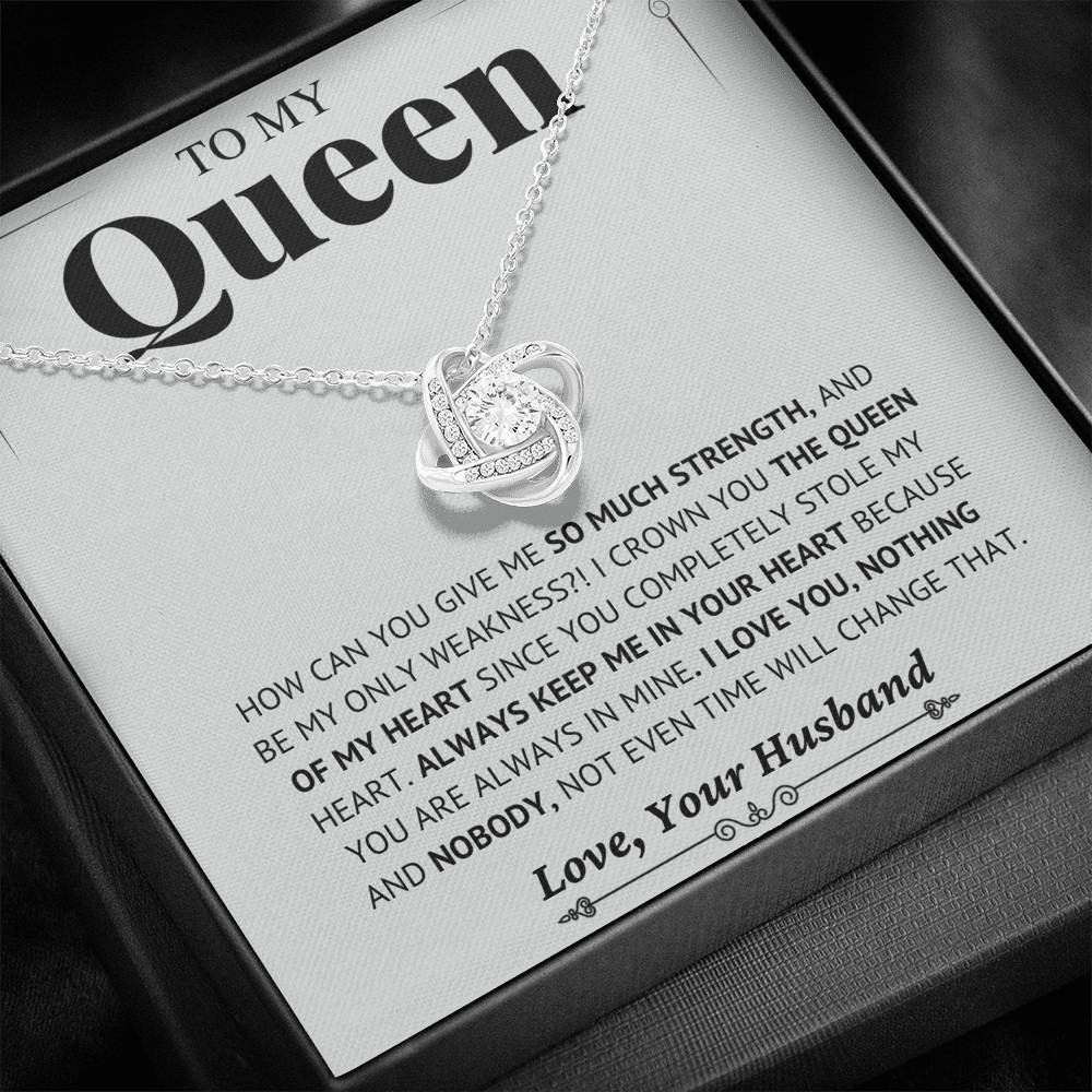Queen of My Heart Gift; The Love Knot Necklace Gift for Wife
