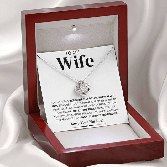 From My Heart To Your Heart; Love Knot Necklace Gift for Wife