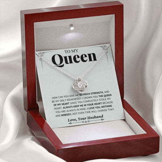 Queen of My Heart Gift; The Love Knot Necklace Gift for Wife