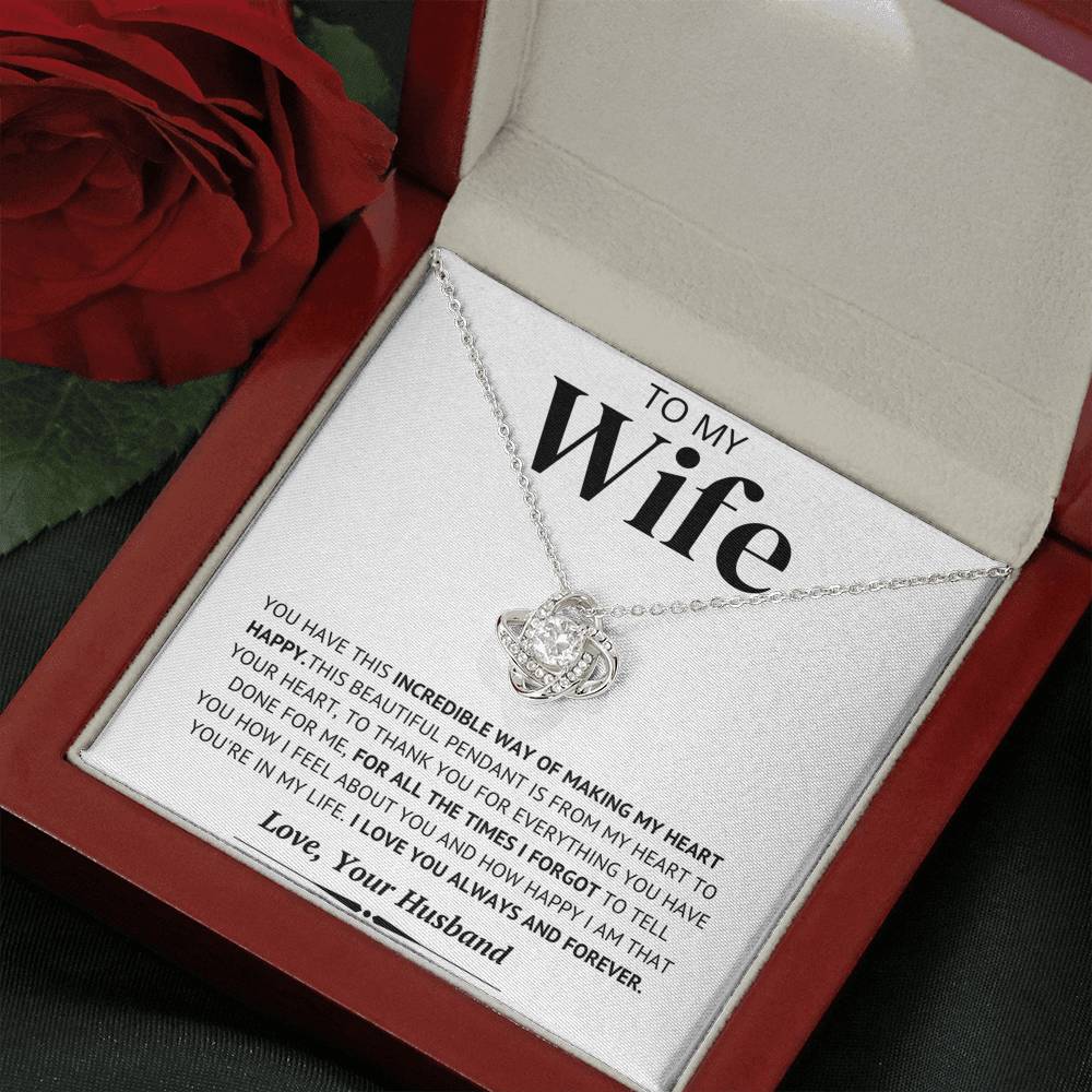 From My Heart To Your Heart; Love Knot Necklace Gift for Wife