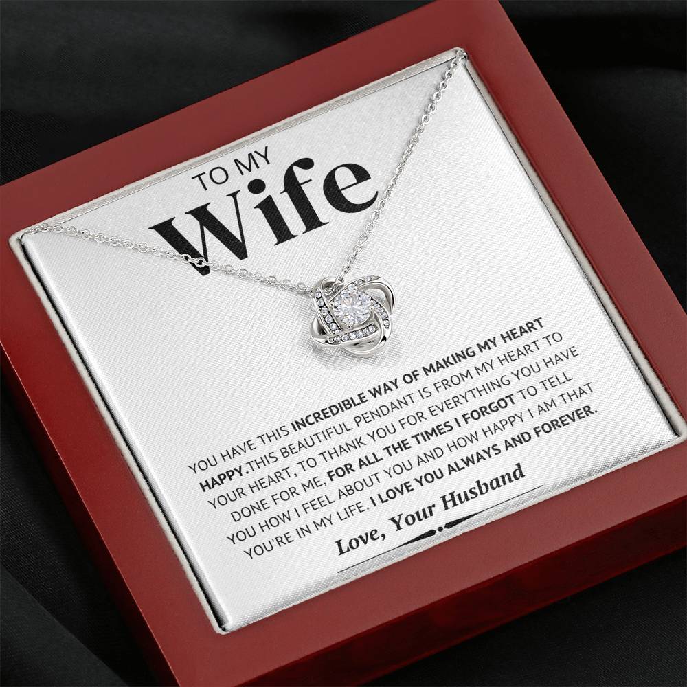 From My Heart To Your Heart; Love Knot Necklace Gift for Wife